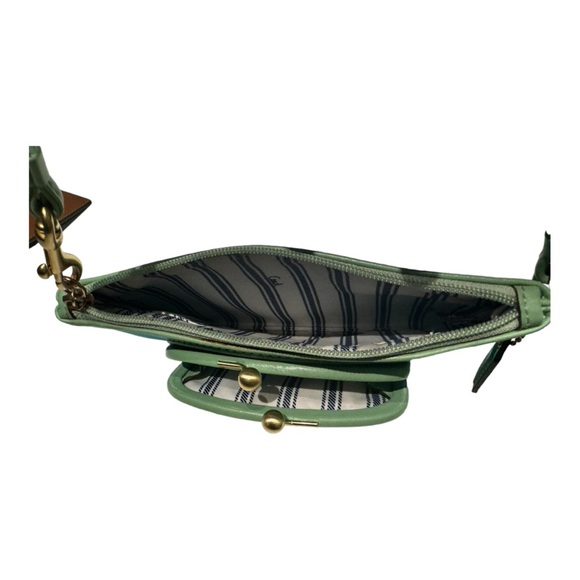 Coach Bonnie Cashin Large Slim Wristlet Kisslock Coin Pouch in Blue Green - Picture 4 of 5